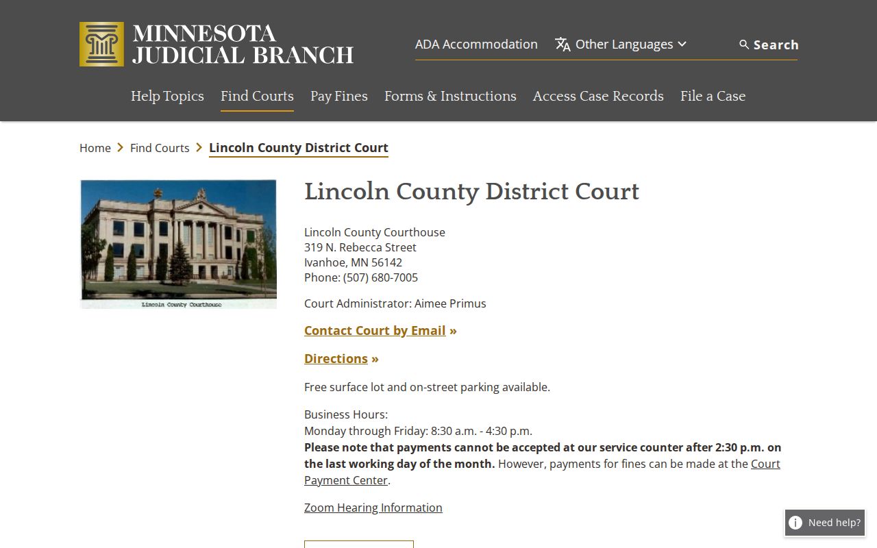 Lincoln County court docket local court administration information