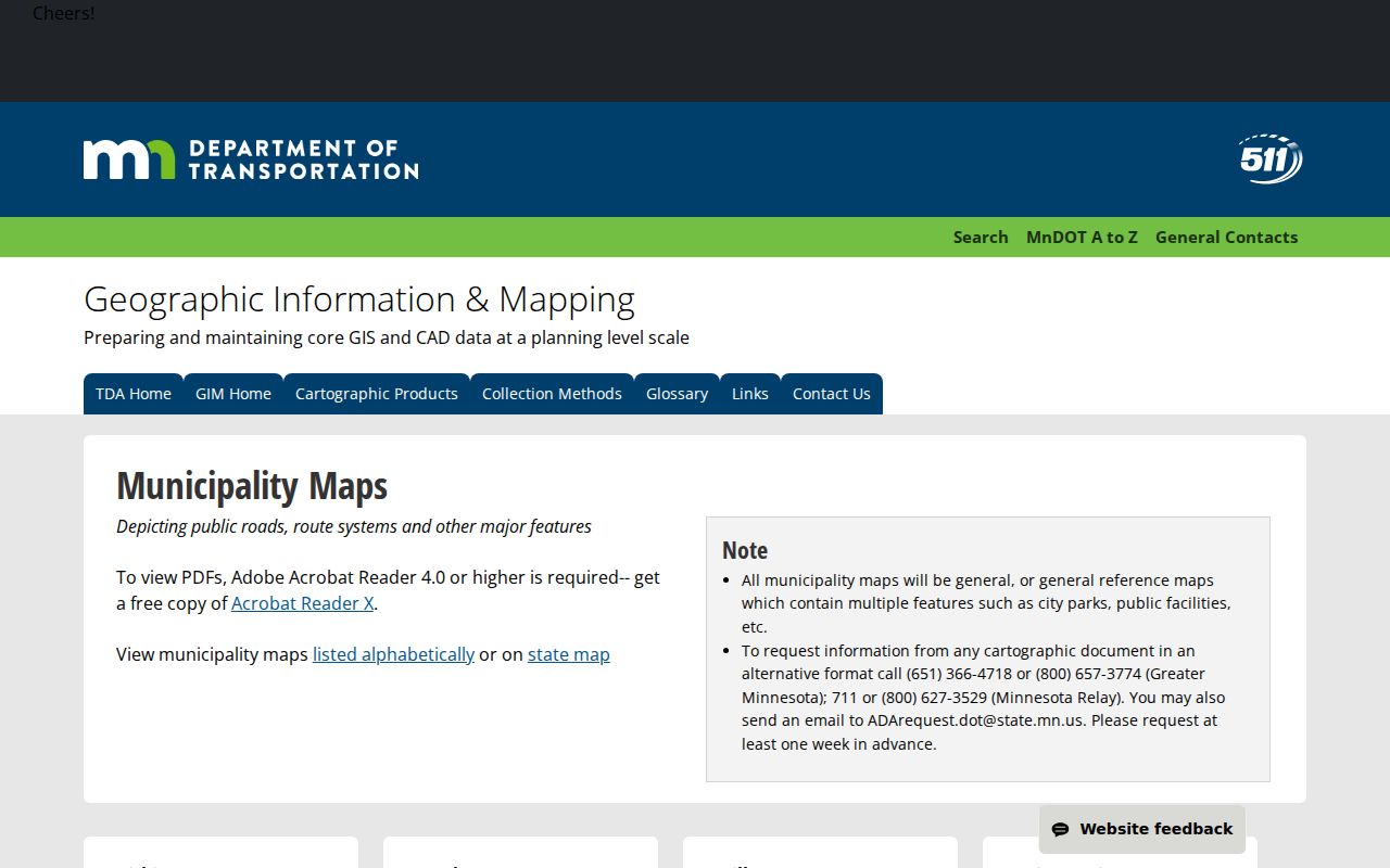 Minnesota Department of Transportation municipality index listing Arco in Lincoln County