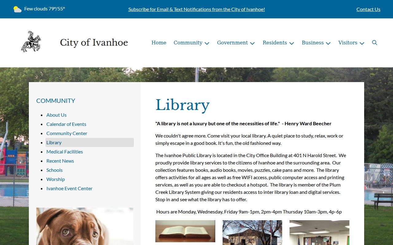 Official Ivanhoe library page describing public computer and printing services