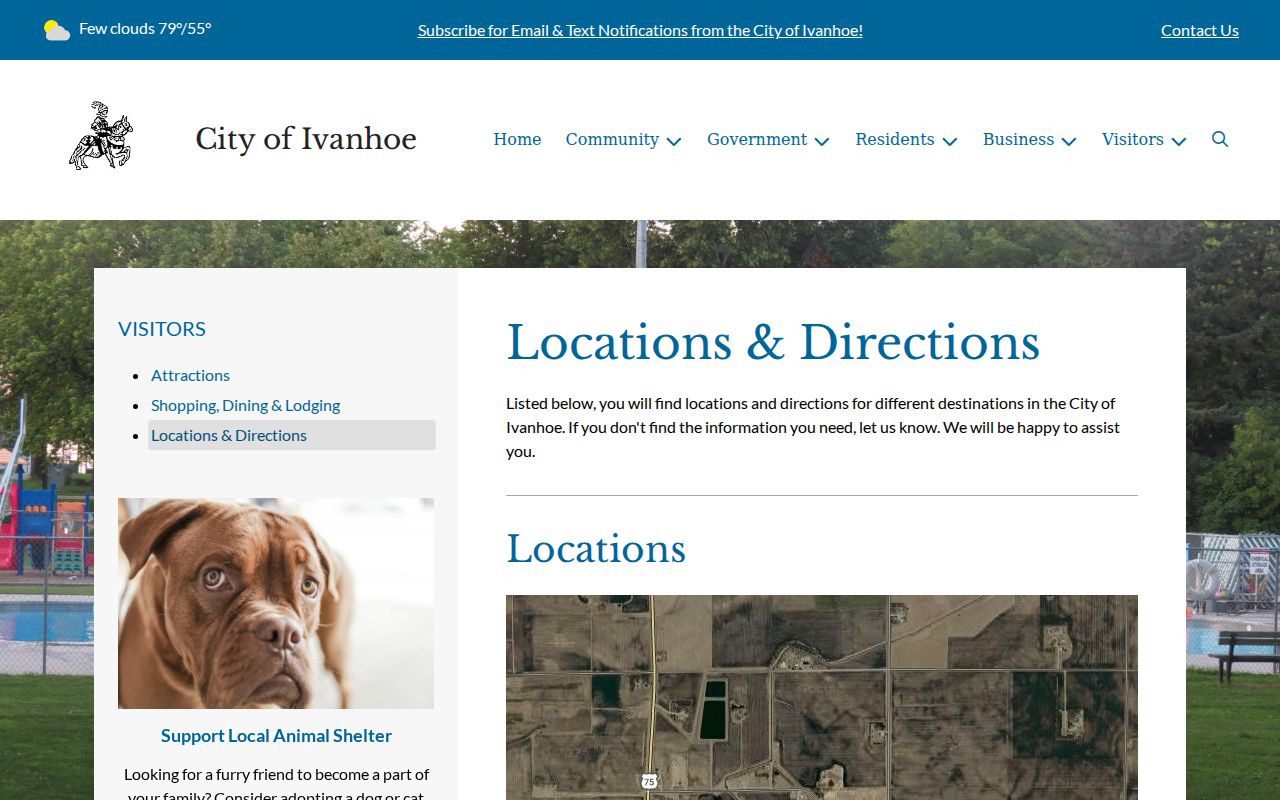 Official Ivanhoe locations and directions page for city facilities