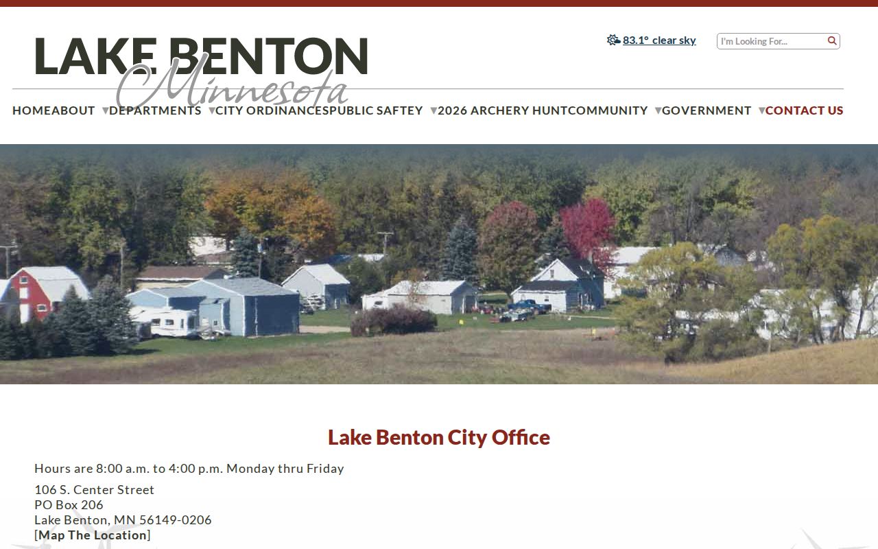 Official Lake Benton City Office contact page