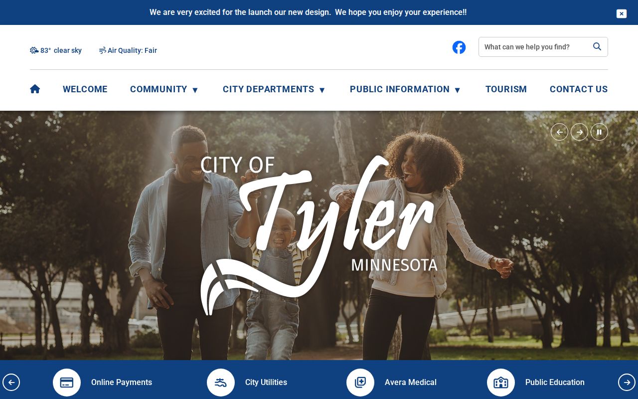 Official City of Tyler website showing municipal services and notices